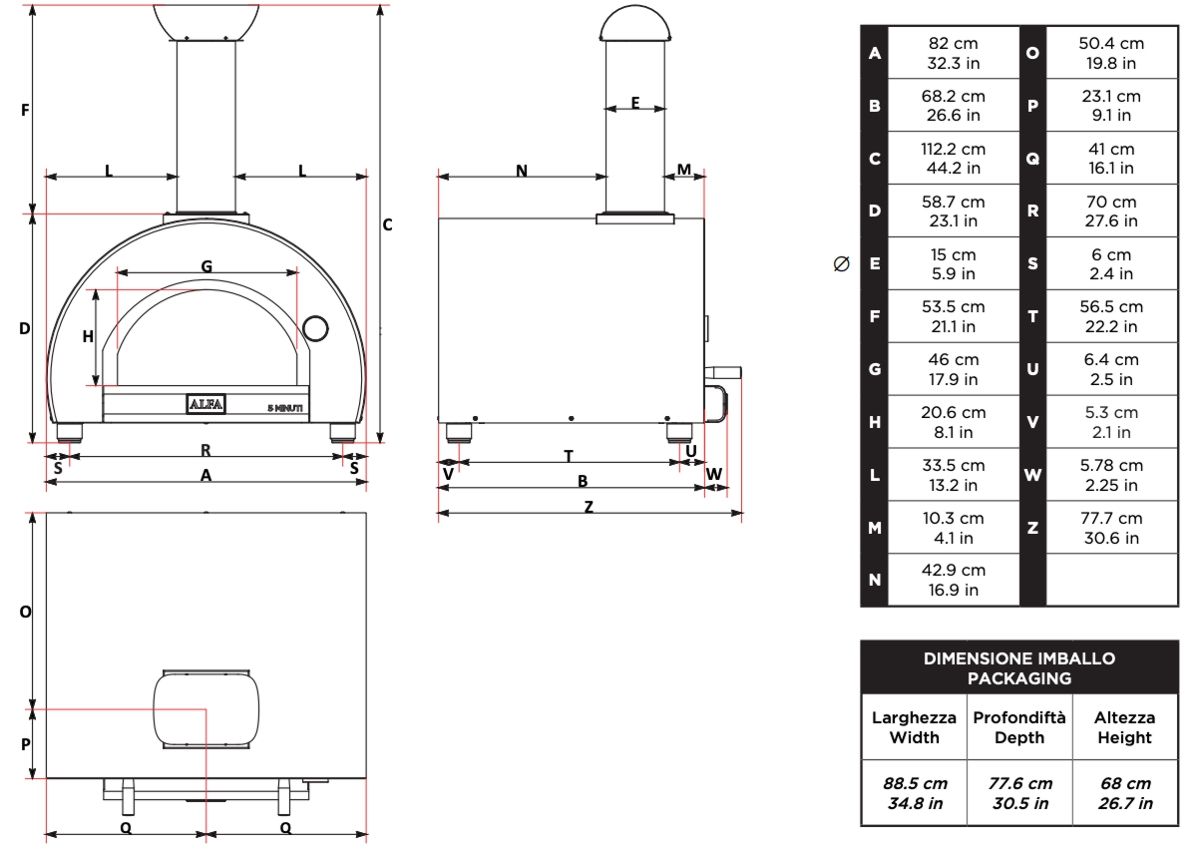 Alfa 5 Minuti oven dimensions