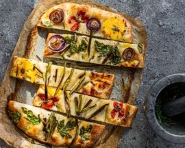 Decorated focaccia bread