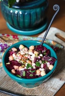 Small white navy bean and beet salad